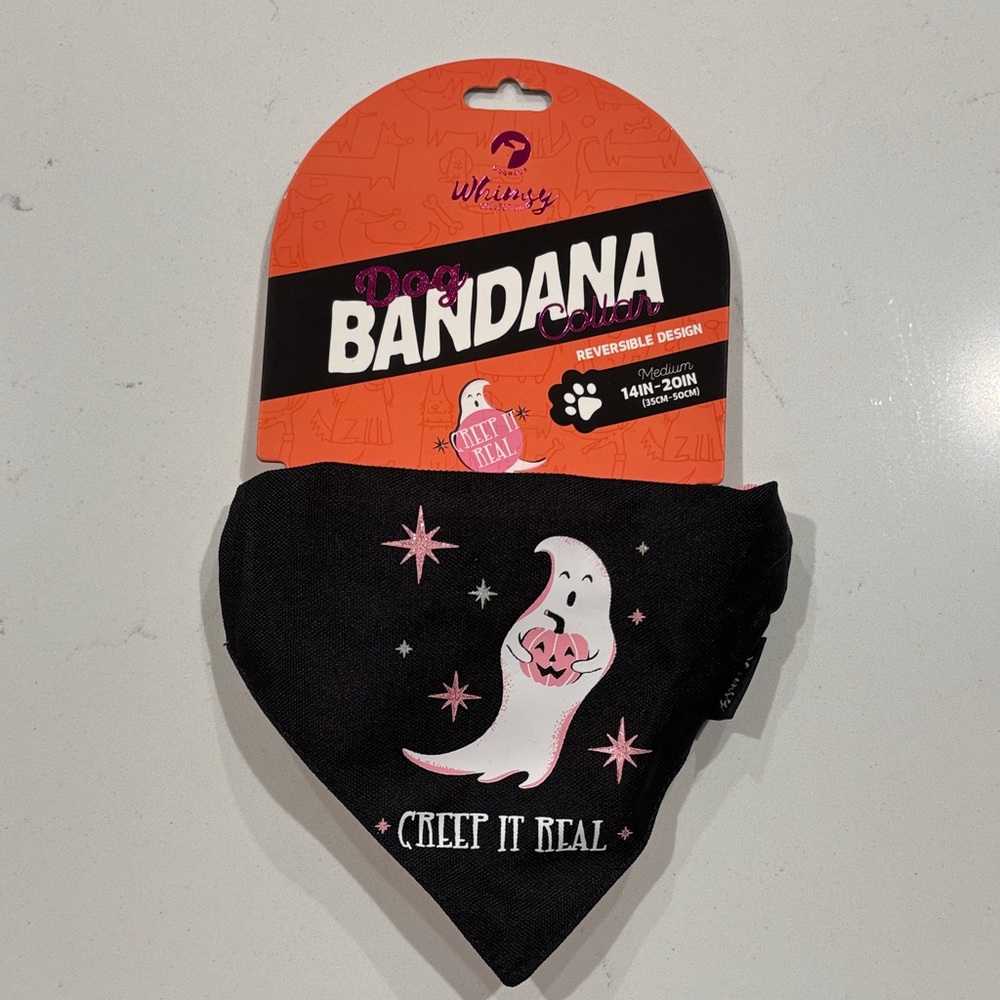 Whimsy by Doghaus Halloween Dog Bandanna - Creep it Real Ghost Design